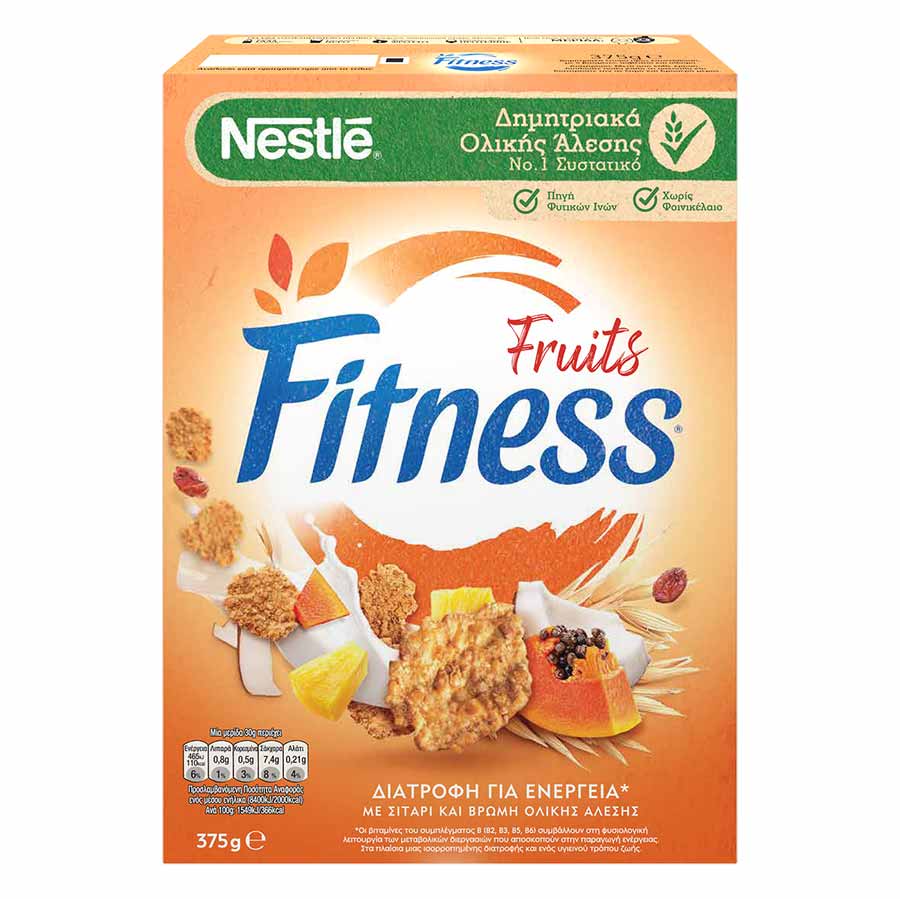 Nestle Fitness Δημητριακά Ολικής Άλεσης Με Φρούτα 375γρ.