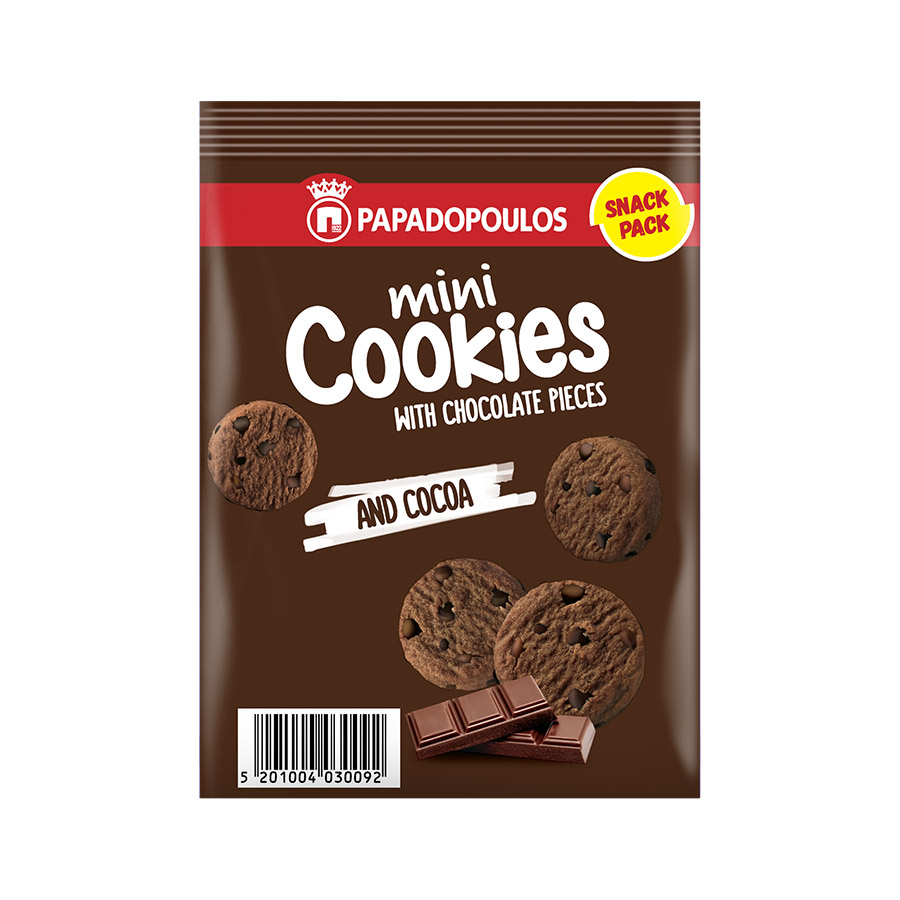 Παπαδοπούλου Cookies Μπισκότα Με Κομμάτια Διπλής Μαύρης Σοκολάτας 70γρ.