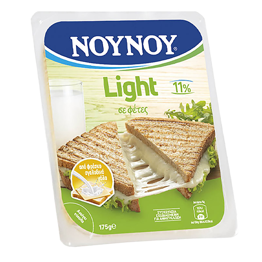 Νουνού Τυρί Gouda Light 11%Λιπαρά Σε Φέτες 175γρ.