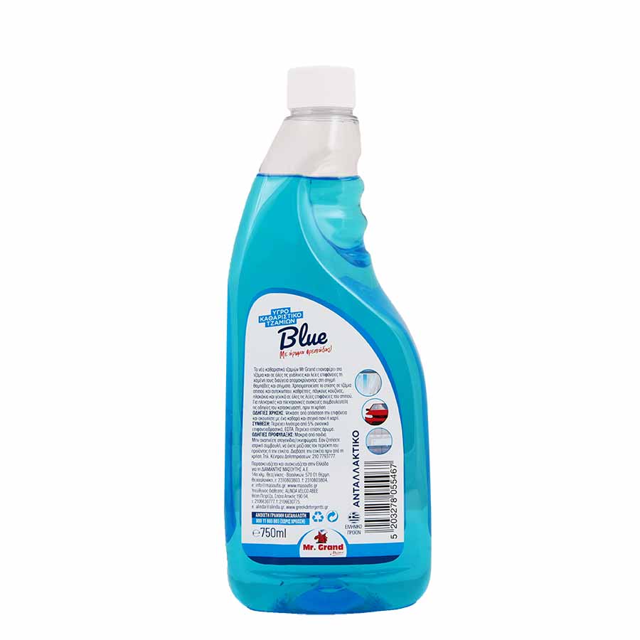MrGrand Υγρό Τζαμιών Ανταλλακτικό Blue Power 750ml.