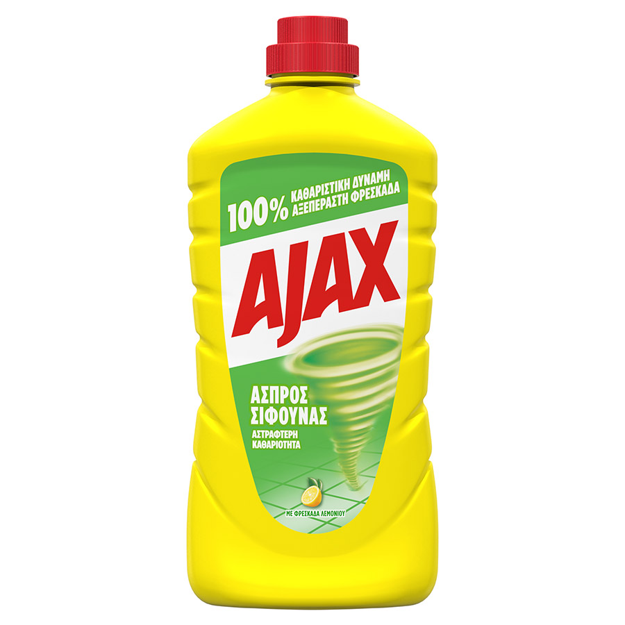 Ajax Υγρό Καθαριστικό Πατώματος Άσπρος Σίφουνας Λεμόνι 1lt.