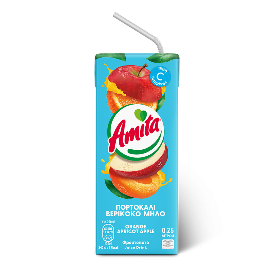 Amita Φρουτοποτό Πορτοκάλι Μήλο & Βερίκοκο 250ml.
