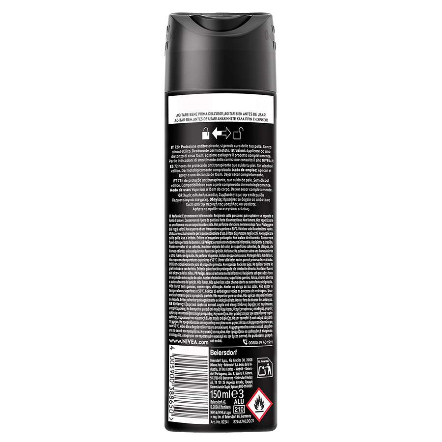 Nivea Men Black & White Power Invisible Αποσμητικό Σπρέι 150ml.