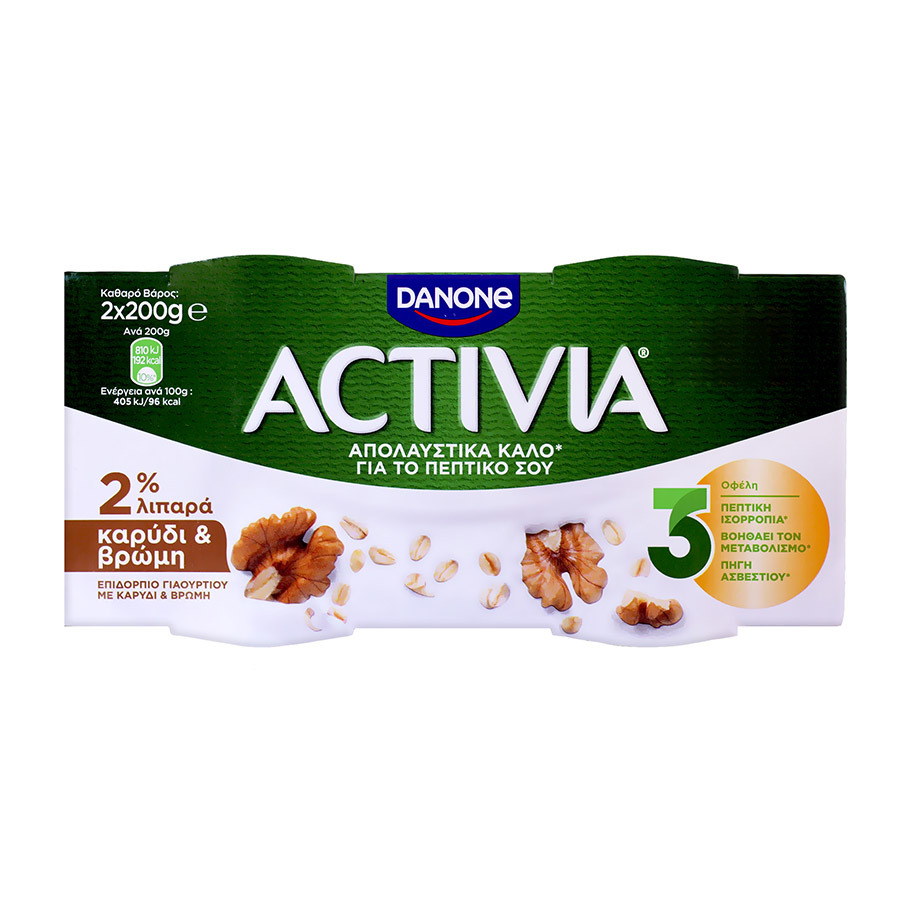 Activia Επιδόρπιο Γιαουρτιού Καρύδι & Βρώμη 2x200γρ.