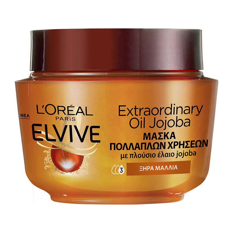 L'oreal Elvive Μάσκα Μαλλιών Extraordinary Oil Jojoba Για Ξηρά Μαλλιά 300ml.