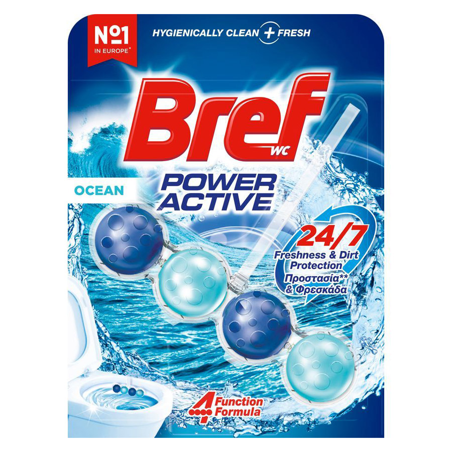 Bref Wc Power Active Μπλοκ Τουαλέτας Ocean Breeze 50γρ.