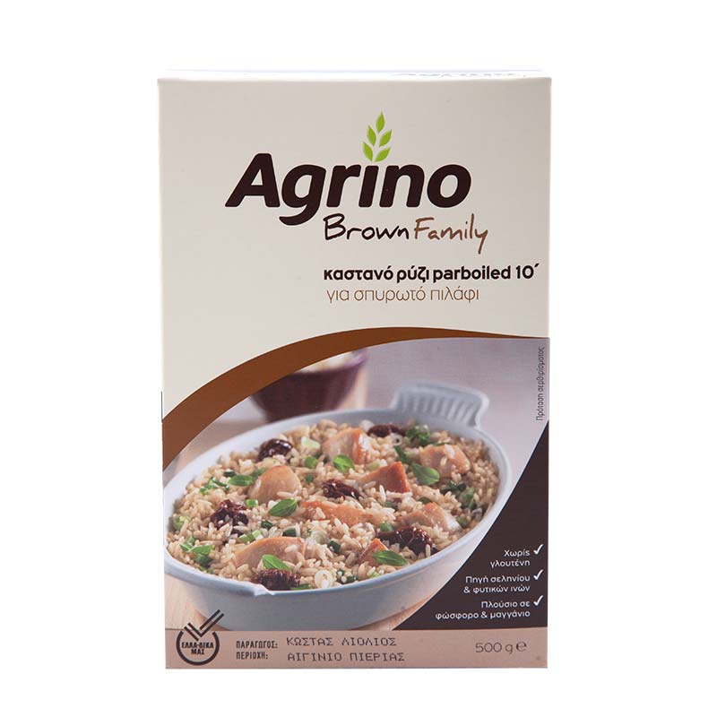 Agrino Brown Family Καστανό Ρύζι Για Σπυρωτό Πιλάφι 10Λεπτών 500γρ.