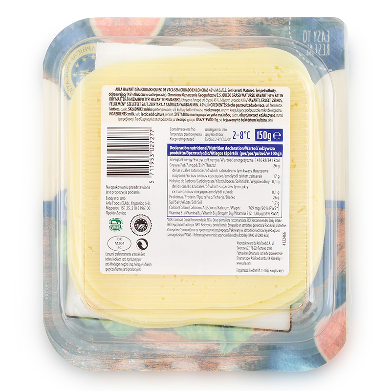 Arla Havarti Ημίσκληρο Τυρί Ωρίμανσης Σε Φέτες 150γρ.