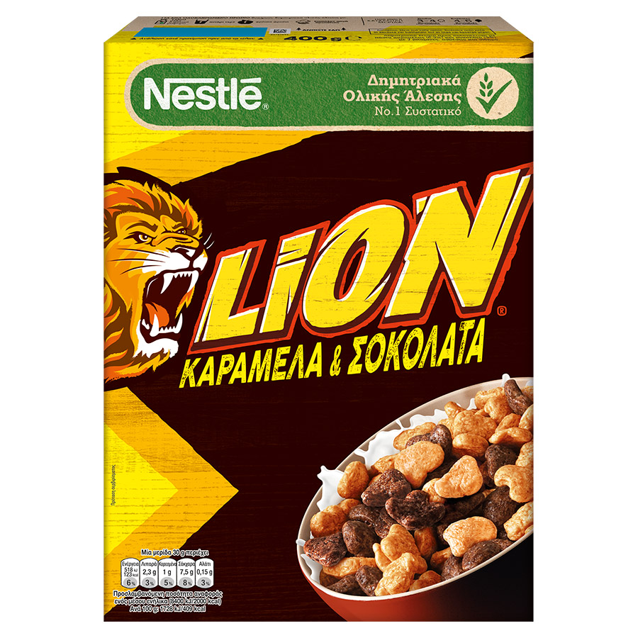Nestle Lion Δημητριακά Ολικής Άλεσης Με Καραμέλα & Σοκολάτα 400γρ.