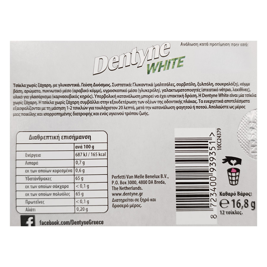 Dentyne White Τσίχλες Δυόσμος 16,8γρ.