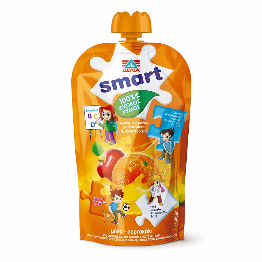 Δέλτα Smart Φυσικός Χυμός Μήλο & Πορτοκάλι 200ml.