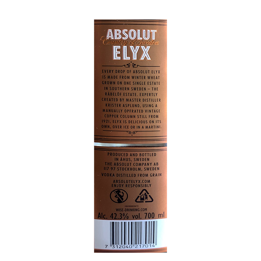 Absolut Elyx Βότκα 700ml.