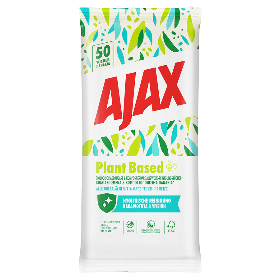 Ajax Υγρά Πανάκια Καθαρισμού Για Όλες Τις Επιφάνειες 50τεμ.