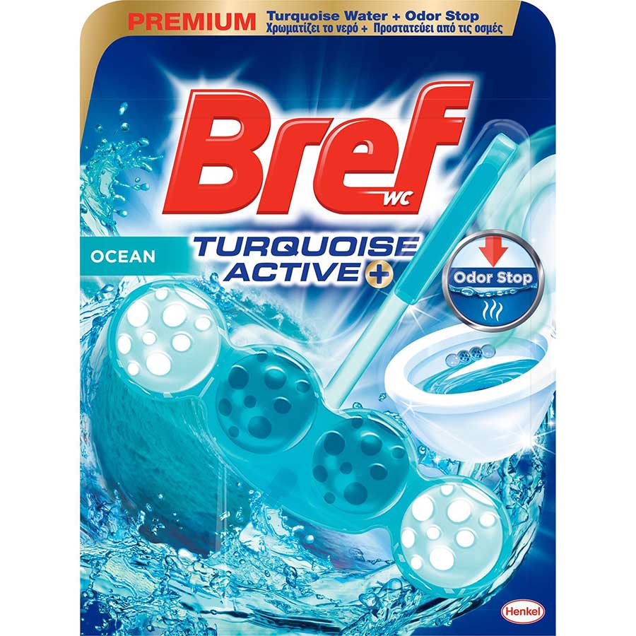 Bref Wc Turquoise Active Μπλοκ Τουαλέτας Ocean 50γρ.