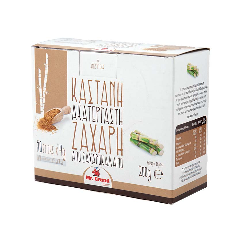 MrGrand Ζάχαρη Καστανή Sticks 50x4γρ.