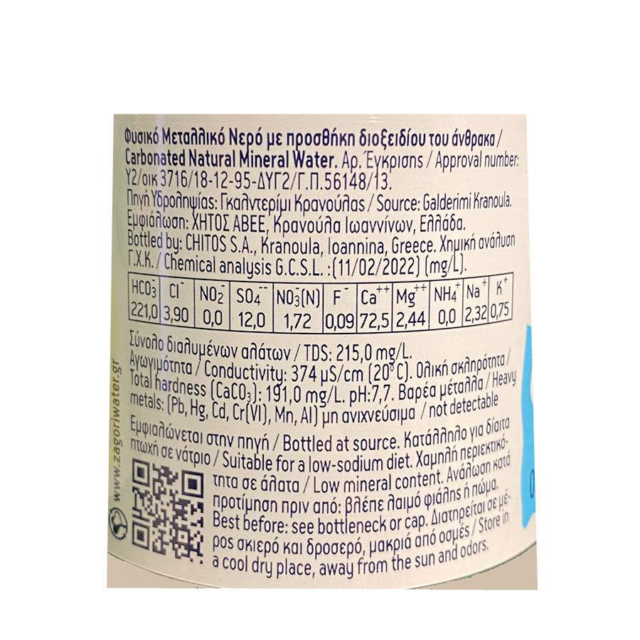 Ζαγόρι Go Green Ανθρακούχο Νερό 6x1,5lt.