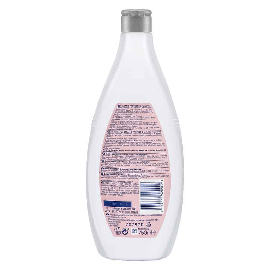 Johnson's Αφρόλουτρο Clean & Protect 3 Άνθη Αμυγδάλου 750ml.