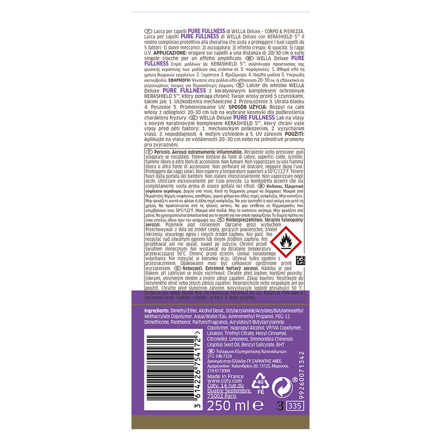 Wella Deluxe Pure Fullness Λακ Ultra Strong No5 250ml.