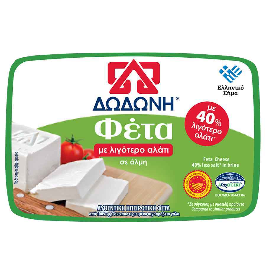 Δωδώνη Φέτα ΠΟΠ Σε Άλμη 40% Λιγότερο Αλάτι 400γρ.