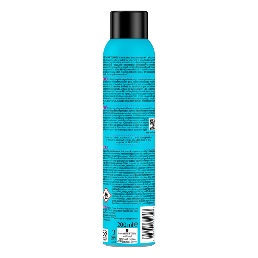 Schwarzkopf Got2b Instant Refresh Ξηρό Σαμπουάν Extra Volume 200ml.