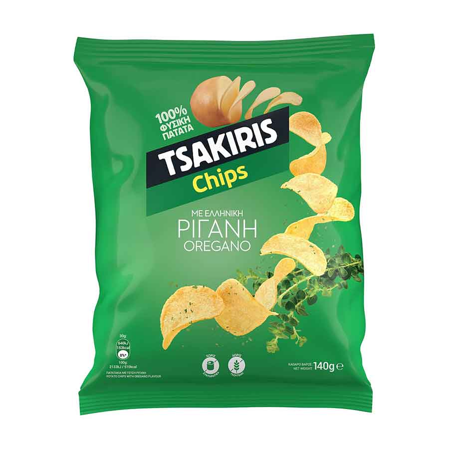 Tsakiris Τσιπς Ρίγανη Χωρίς Γλουτένη 140γρ.
