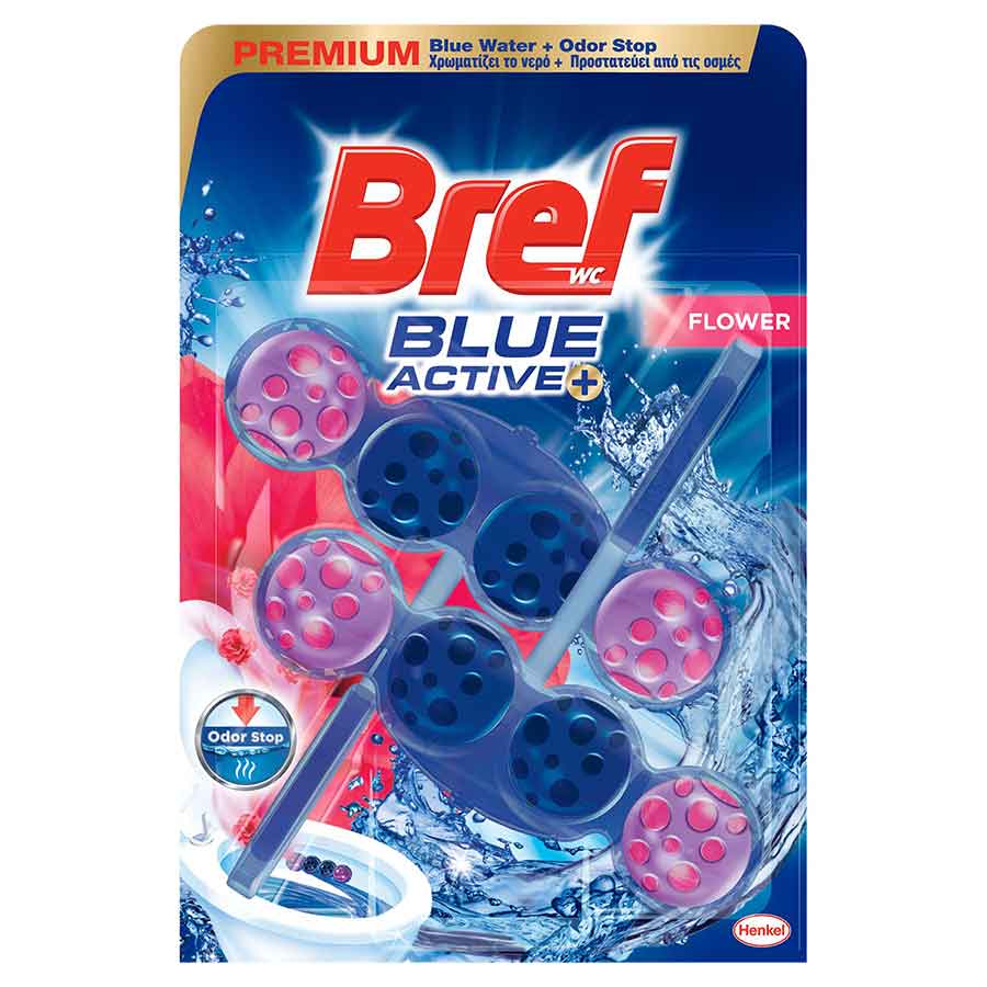 Bref Wc Blue Active Μπλοκ Τουαλέτας Floral 2x50γρ.