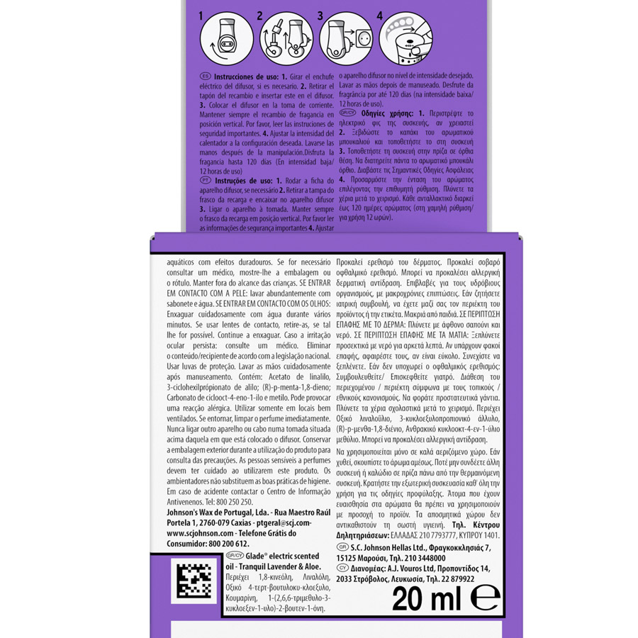 Glade Αρωματικό Χώρου Ανταλλακτικό Ηλεκτρικής Συσκευής Tranquil Lavender & Aloe 20ml.