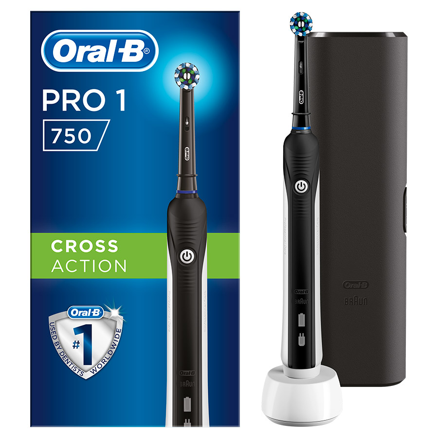 Oral-B Pro 750 Μαύρη Ηλεκτρική Οδοντόβουρτσα +Δώρο Θήκη