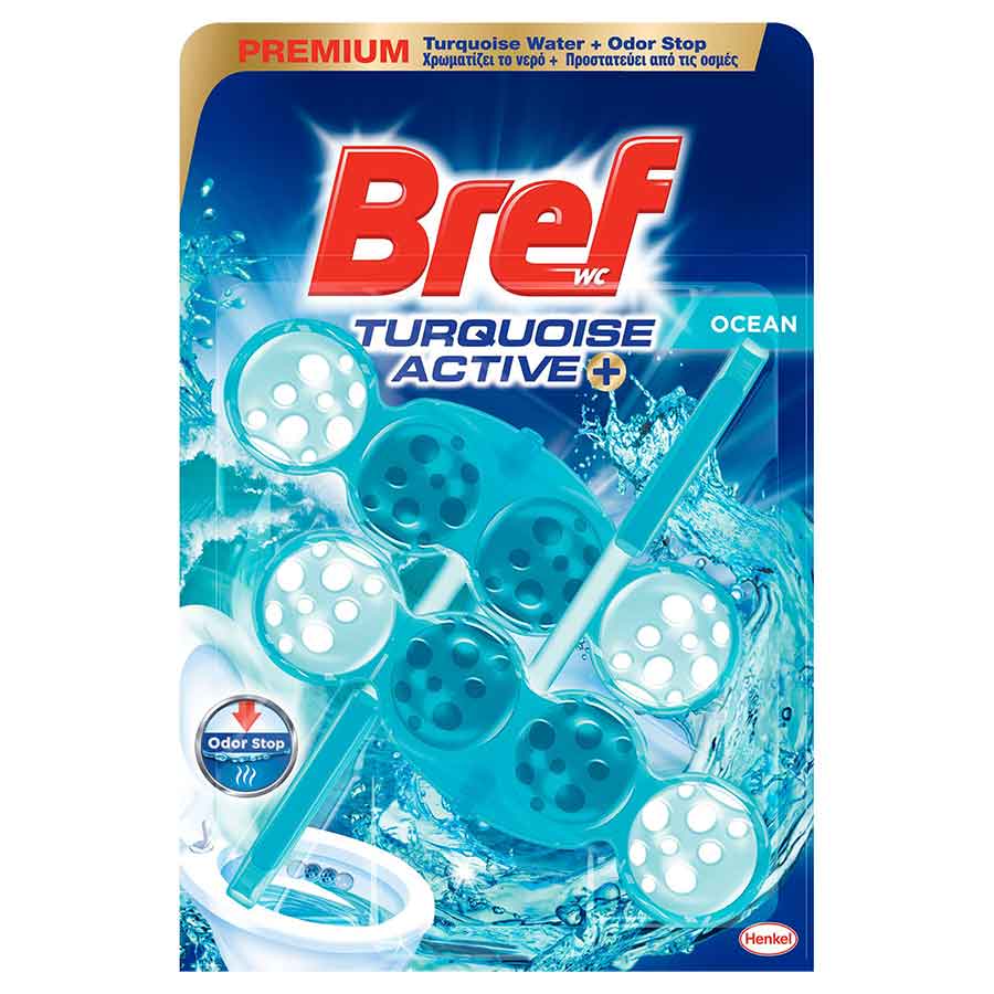 Bref Wc Turquoise Active Μπλοκ Τουαλέτας Ocean 2x50γρ.