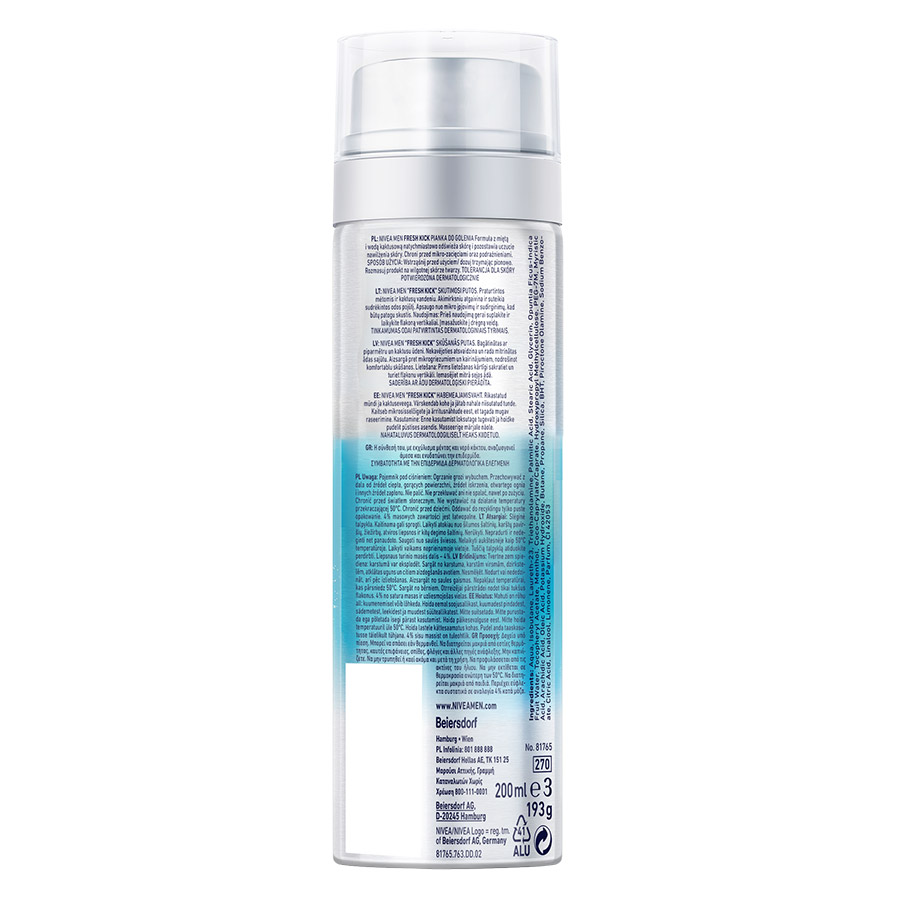 Nivea Men Αφρός Ξυρίσματος Fresh Kick 200ml.