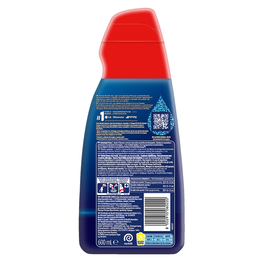 Finish All In 1 Max Gel Απορρυπαντικό Πλυντηρίου Πιάτων Fresh 30mez. 600ml.