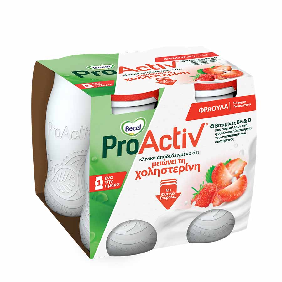Becel Pro Activ Ρόφημα Γιαουρτιού Με Γεύση Φράουλα 4x75γρ.