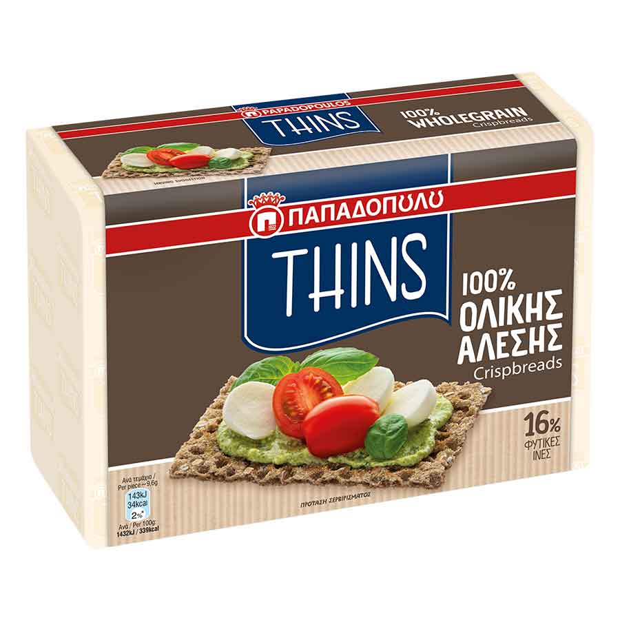 Παπαδοπούλου Thins Φρυγανιές Ολικής Άλεσης 250γρ.