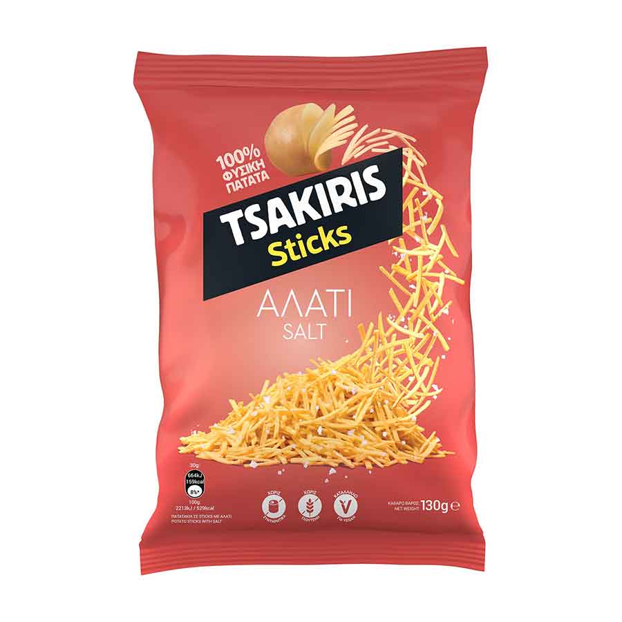 Tsakiris Sticks Τσιπς Αλάτι Χωρίς Γλουτένη 130γρ.