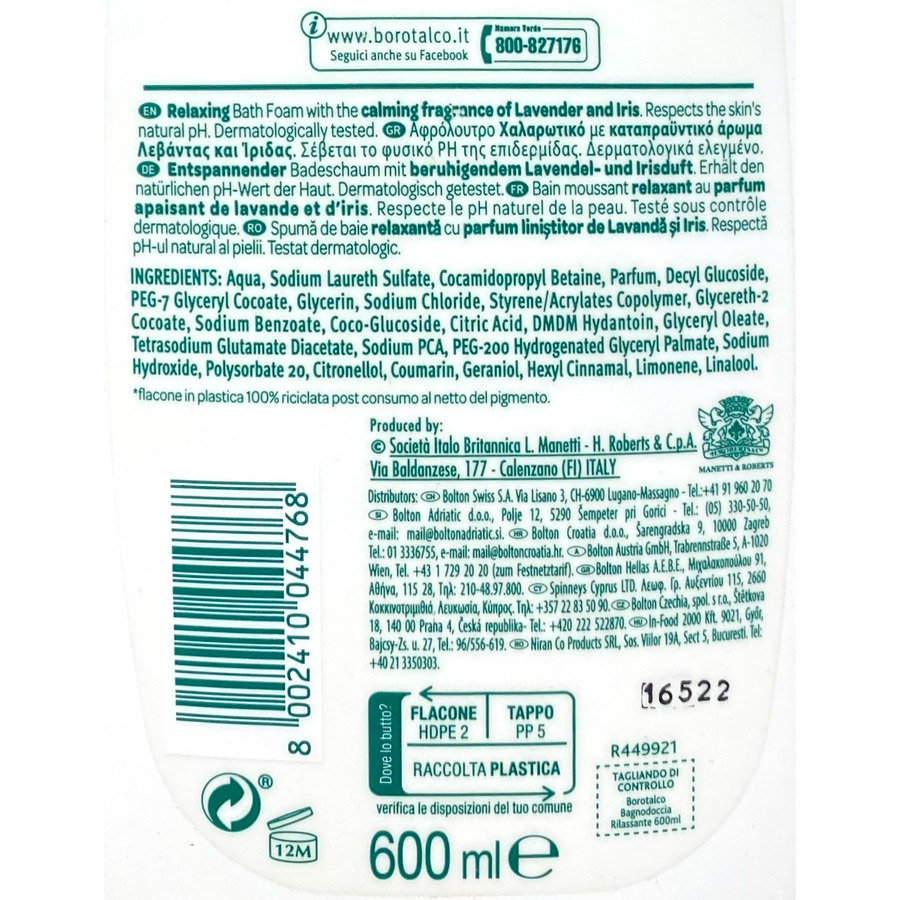 Borotalco Αφρόλουτρο Relaxing 600ml.