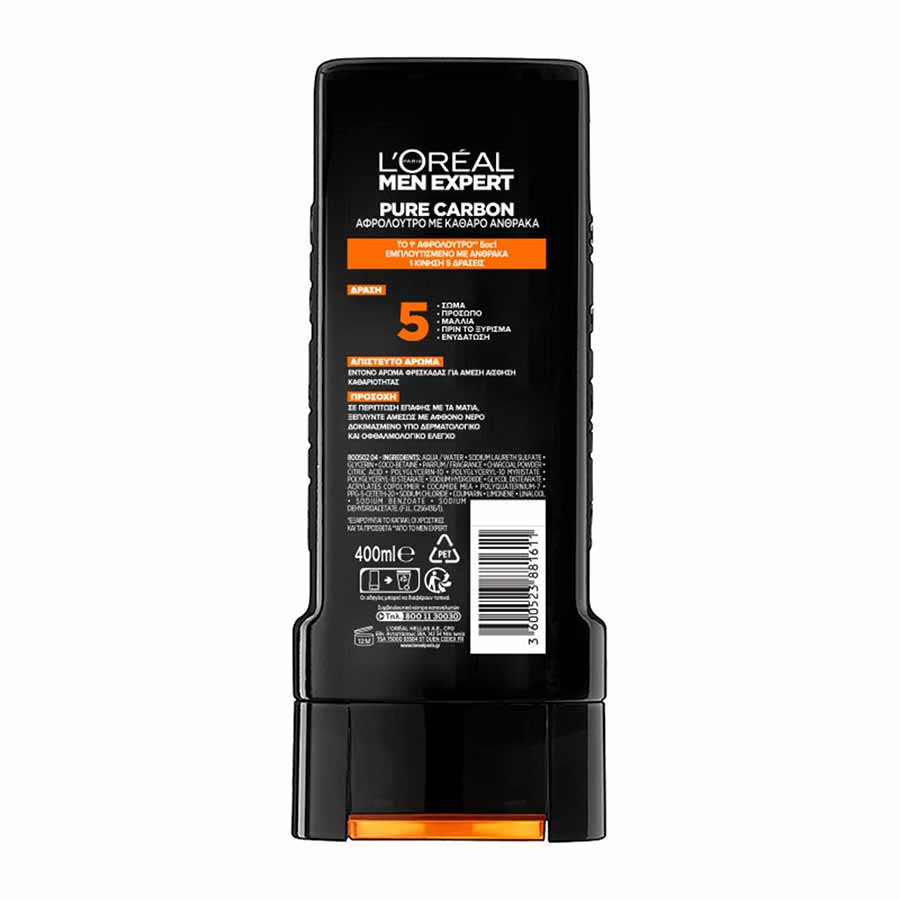 L'oreal Men Expert Αφρόλουτρο Clean Carbon Gel 400ml.