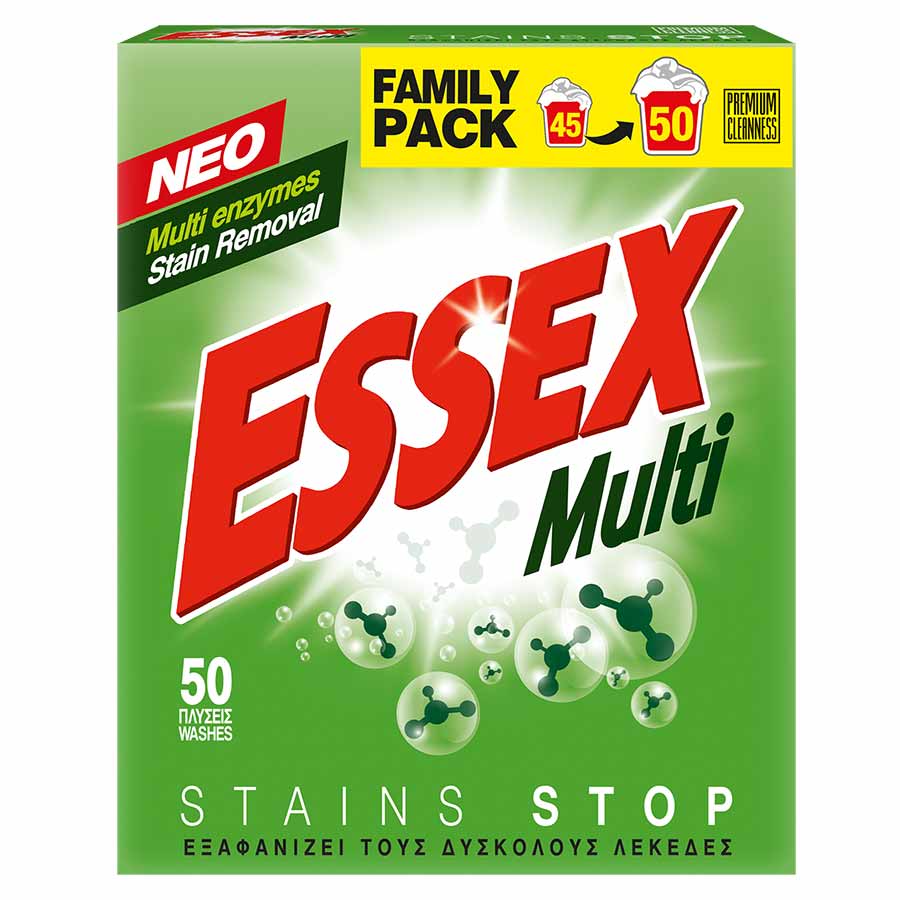 Essex Multi Απορρυπαντικό Πλυντηρίου Ρούχων Σκόνη 50mez. 2,4kg.