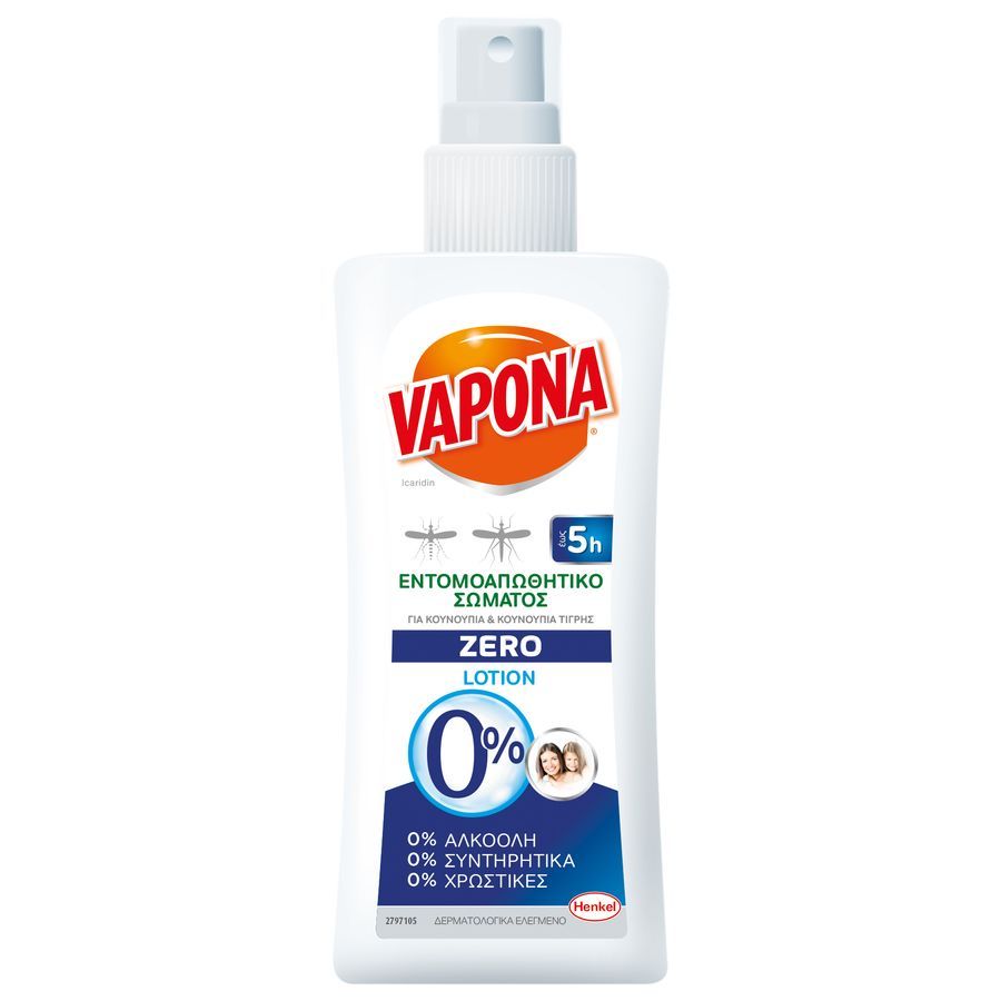 Vapona Zero Εντομοαπωθητική Λοσιόν Σώματος 100ml.