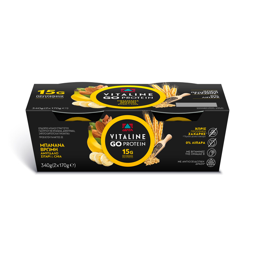 Δέλτα Vitaline Go Protein Επιδόρπιο Μπανάνα & Βρώμη 2x170γρ.