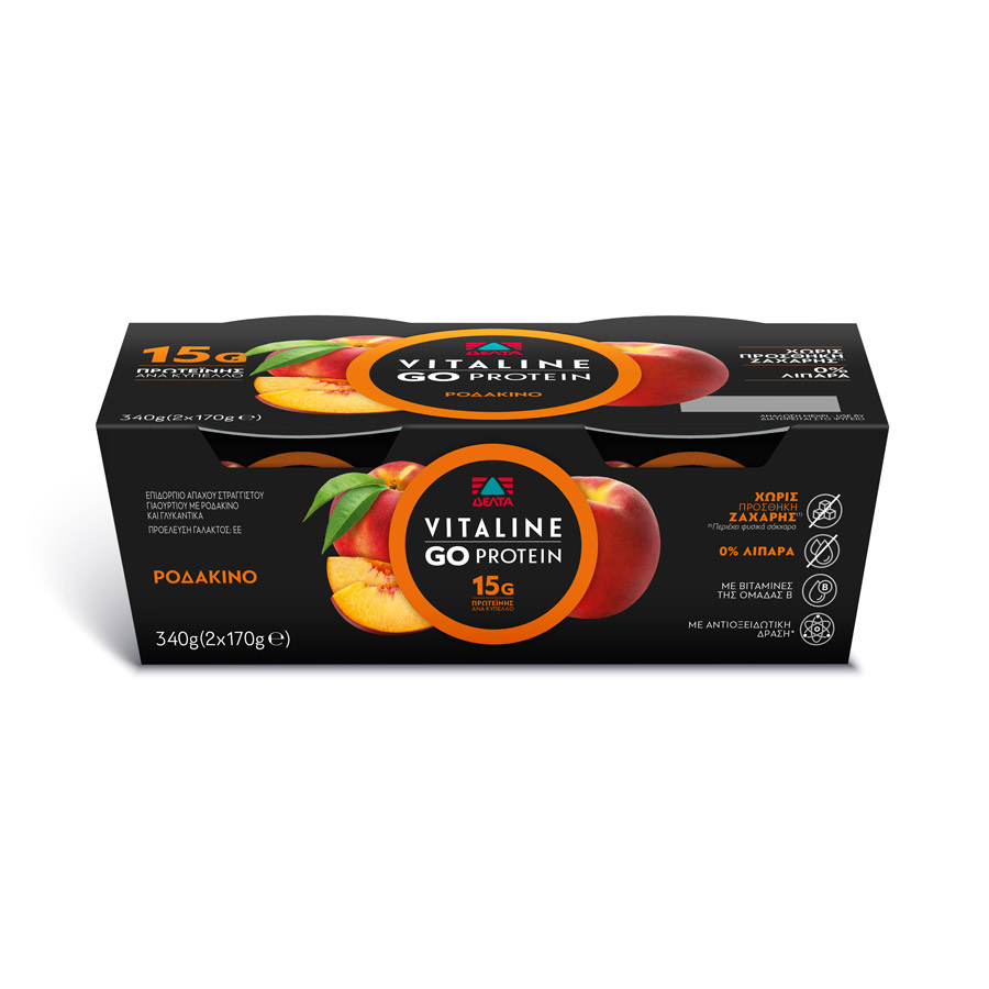Δέλτα Vitaline Go Protein Επιδόρπιο Με Ροδάκινο 2x170γρ.