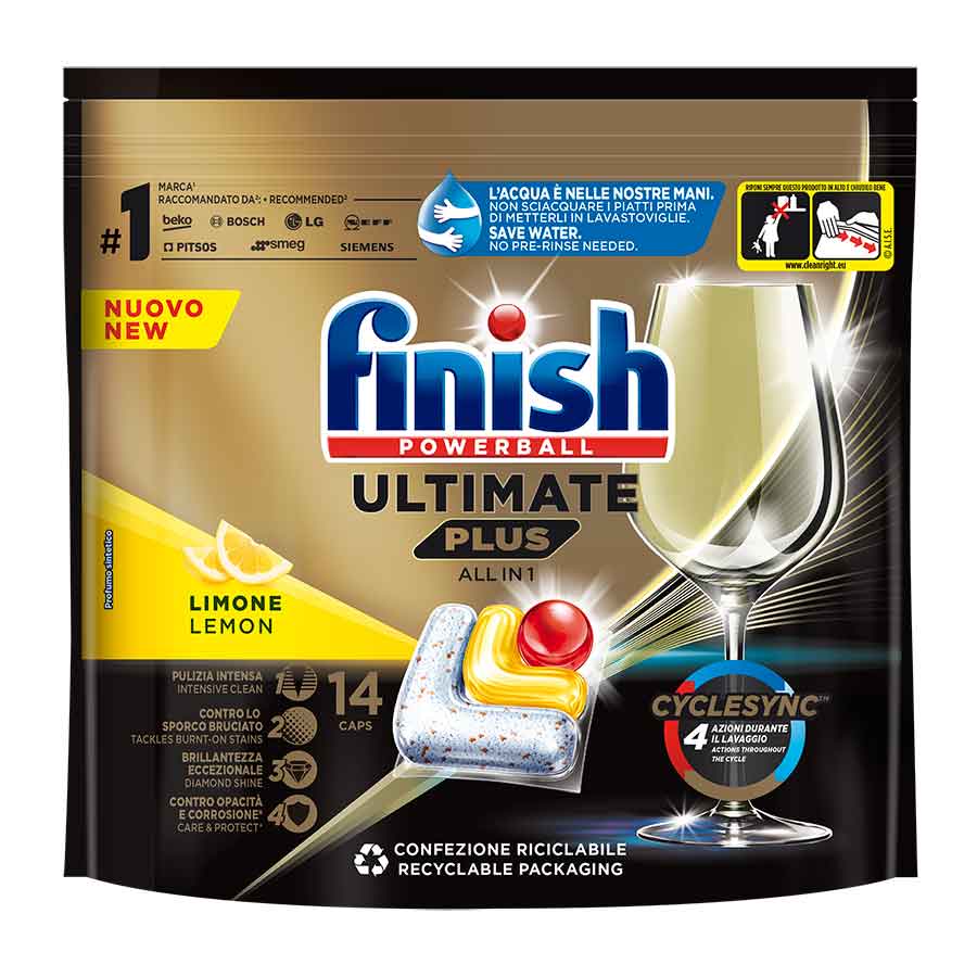 Finish Ultimate Plus All In 1 Ταμπλέτες Πλυντηρίου Πιάτων Λεμόνι 14τεμ.