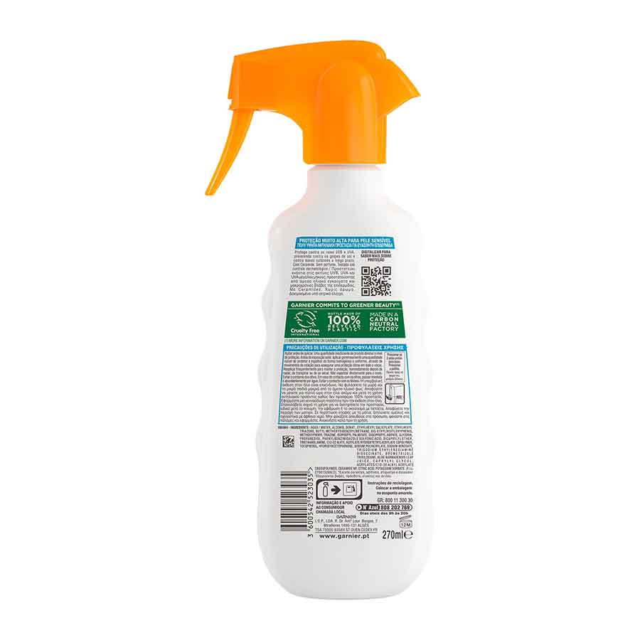 L'oreal Garnier Ambre Solaire Sensitive Αντηλιακό Γαλάκτωμα Σώματος Spray SPF50 270ml.