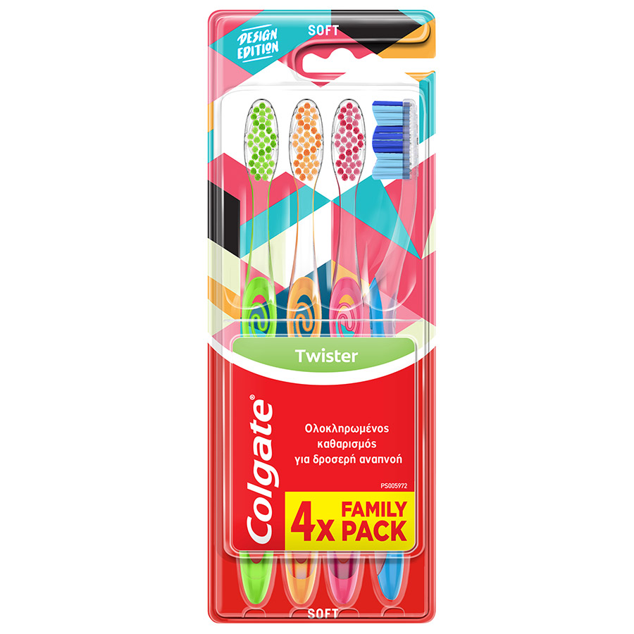 Colgate Οδοντόβουρτσα Twister Μαλακή 4τεμ.