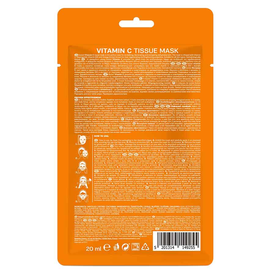 Bioten Vitamin C Υφασμάτινη Μάσκα Προσώπου 20ml. 2+1Δώρο