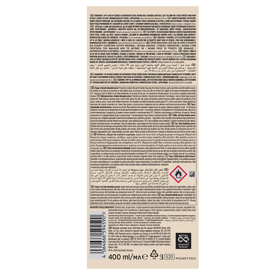 Wellaflex 2Days Volume Λακ Μαλλιών Extra Strong No4 400ml.