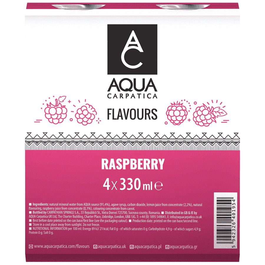 Aqua Carpatica Νερό Ανθρακούχο Raspberry 4x330ml.