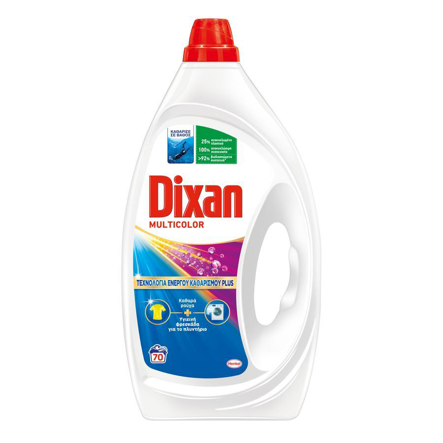 Dixan Multicolor Υγρό Απορρυπαντικό Πλυντηρίου Ρούχων 70mez. 3,15lt.