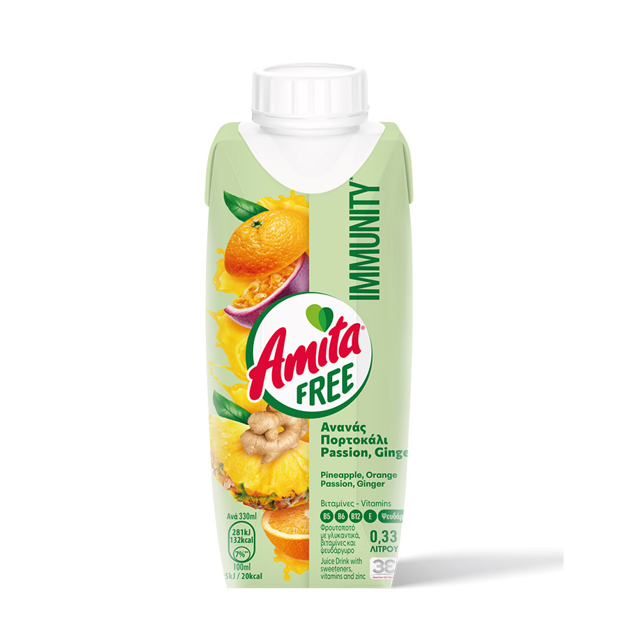 Amita Free Immunity Φρουτοποτό 330ml.