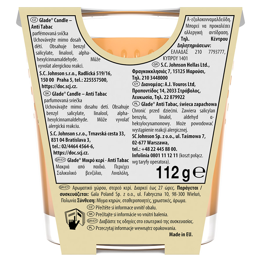 Glade Αρωματικό Κερί Anti Tabac 112γρ.