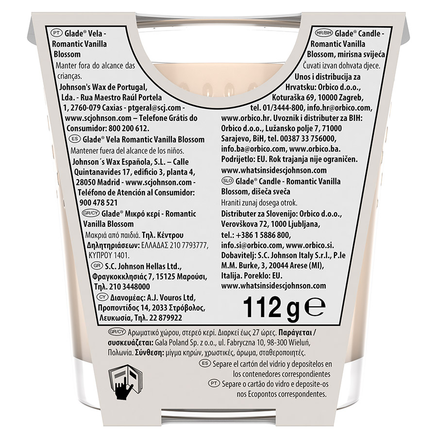 Glade Αρωματικό Κερί Romantic Vanilla Blossom 112γρ.